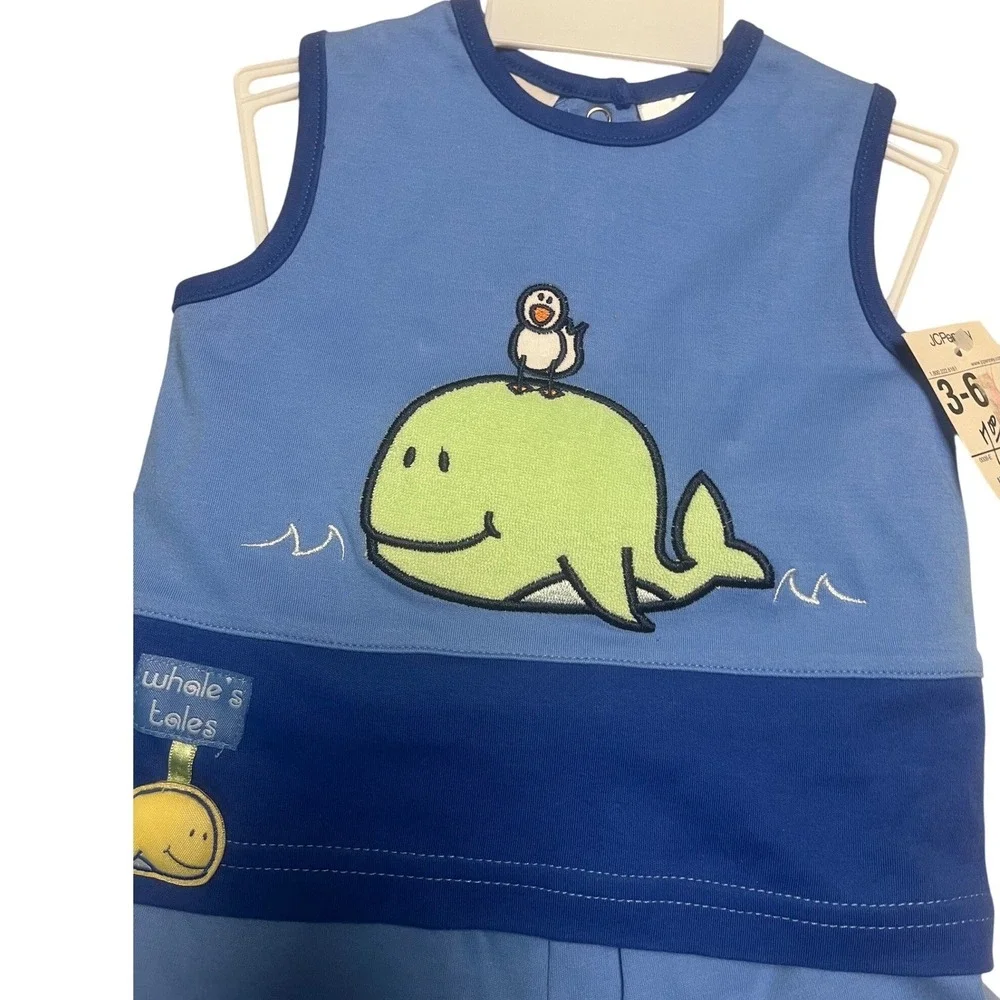 Vtg Bright Future Whales Tales Blue Whale Tank Top and Shorts Set 3-6 Months NWT